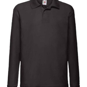 Fruit of the Loom Kids Long Sleeve Poly/Cotton Piqué Polo Shirt | Black