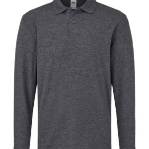 Fruit of the Loom Kids Long Sleeve Poly/Cotton Piqué Polo Shirt | Dark Heather