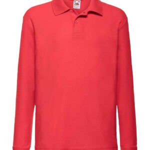 Fruit of the Loom Kids Long Sleeve Poly/Cotton Piqué Polo Shirt | Red