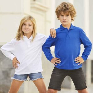 Fruit of the Loom Kids Long Sleeve Poly/Cotton Piqué Polo Shirt | Royal Blue