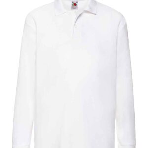 Fruit of the Loom Kids Long Sleeve Poly/Cotton Piqué Polo Shirt | White
