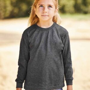 Fruit of the Loom Kids Long Sleeve Value T-Shirt | Dark Heather