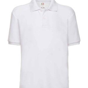 Fruit of the Loom Kids Poly/Cotton Piqué Polo Shirt | White
