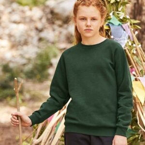 Fruit of the Loom Kids Premium Raglan Sweatshirt | Bottle Green