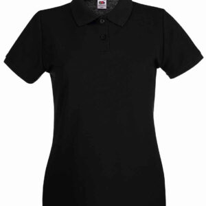 Fruit of the Loom Lady-Fit Premium Cotton Piqué Polo Shirt | Black