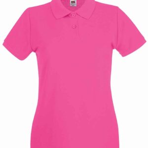 Fruit of the Loom Lady-Fit Premium Cotton Piqué Polo Shirt | Fuchsia