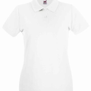 Fruit of the Loom Lady-Fit Premium Cotton Piqué Polo Shirt | White