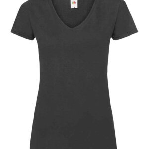 Fruit of the Loom Lady Fit Value V Neck T-Shirt | Black