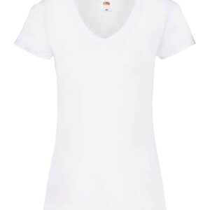 Fruit of the Loom Lady Fit Value V Neck T-Shirt | White
