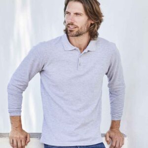 Fruit of the Loom Premium Long Sleeve Cotton Piqué Polo Shirt | Athletic Heather