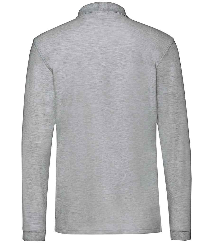 Fruit of the Loom Premium Long Sleeve Cotton Piqué Polo Shirt | Athletic Heather - Image 3