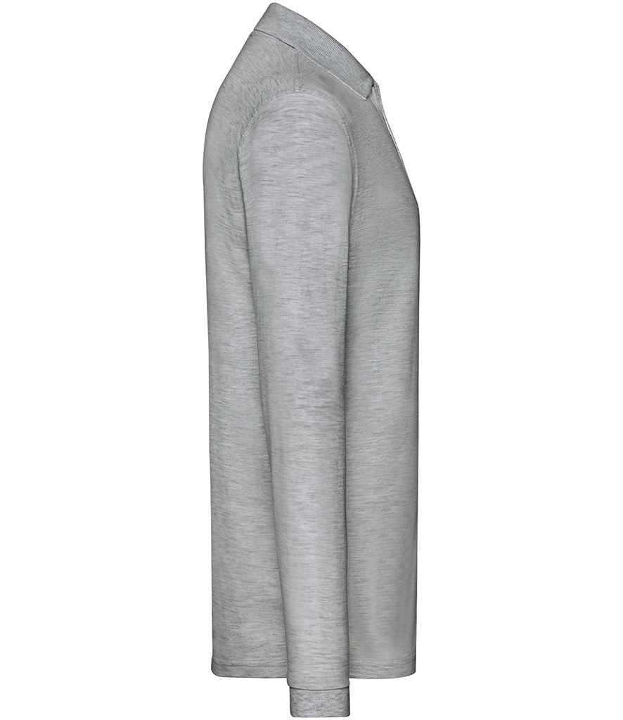 Fruit of the Loom Premium Long Sleeve Cotton Piqué Polo Shirt | Athletic Heather - Image 4