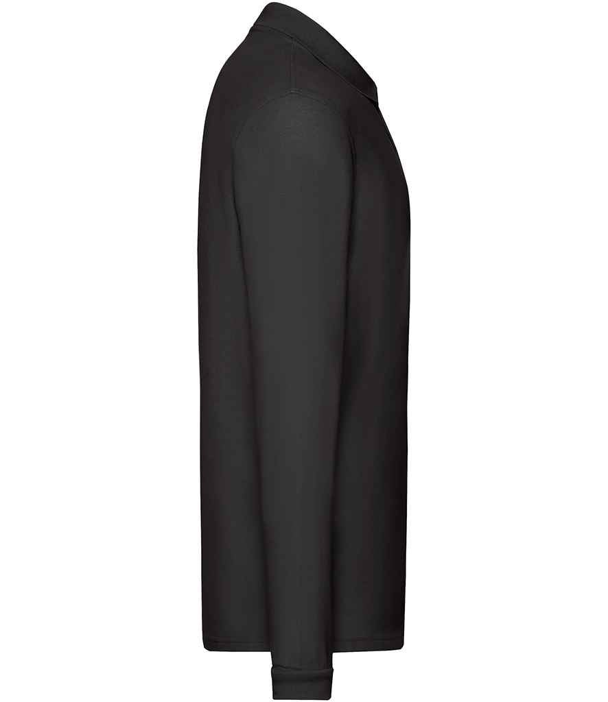 Fruit of the Loom Premium Long Sleeve Cotton Piqué Polo Shirt | Black - Image 3
