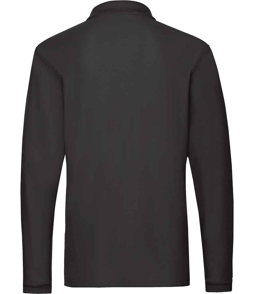 Fruit of the Loom Premium Long Sleeve Cotton Piqué Polo Shirt | Black - Image 2