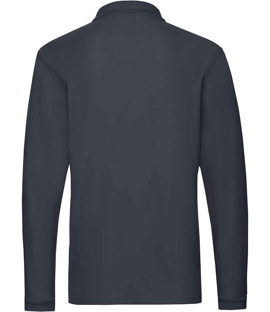 Fruit of the Loom Premium Long Sleeve Cotton Piqué Polo Shirt | Deep Navy - Image 2