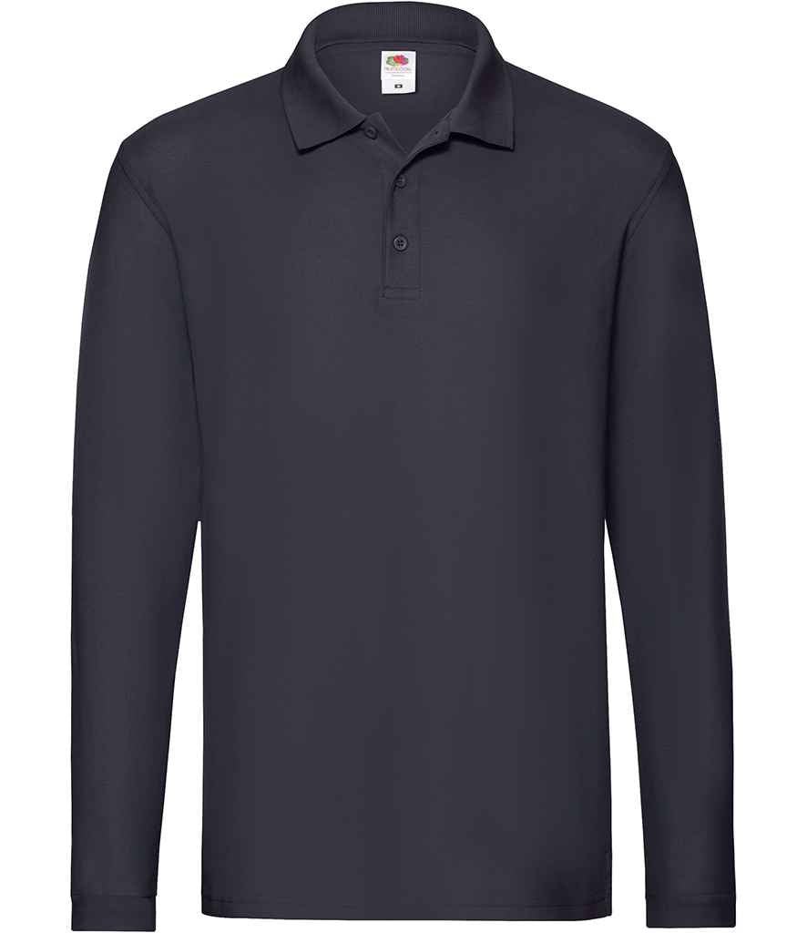 Fruit of the Loom Premium Long Sleeve Cotton Piqué Polo Shirt | Deep Navy