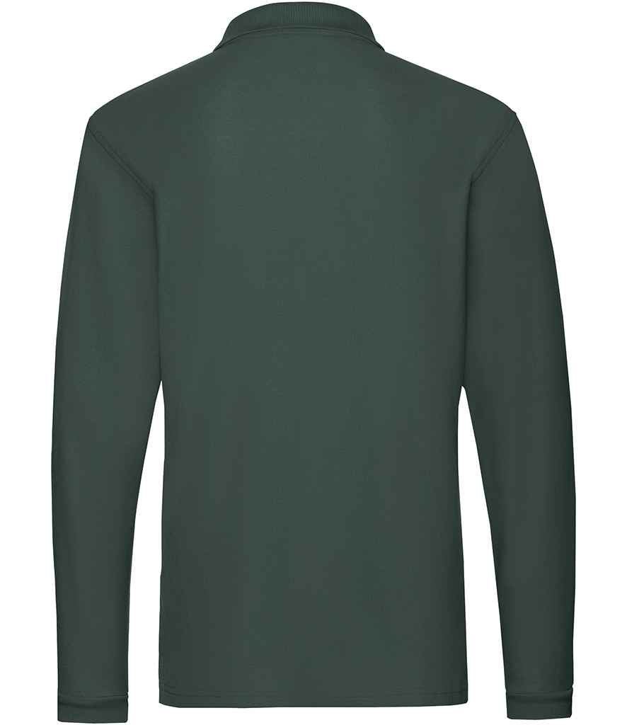 Fruit of the Loom Premium Long Sleeve Cotton Piqué Polo Shirt | Forest Green - Image 5