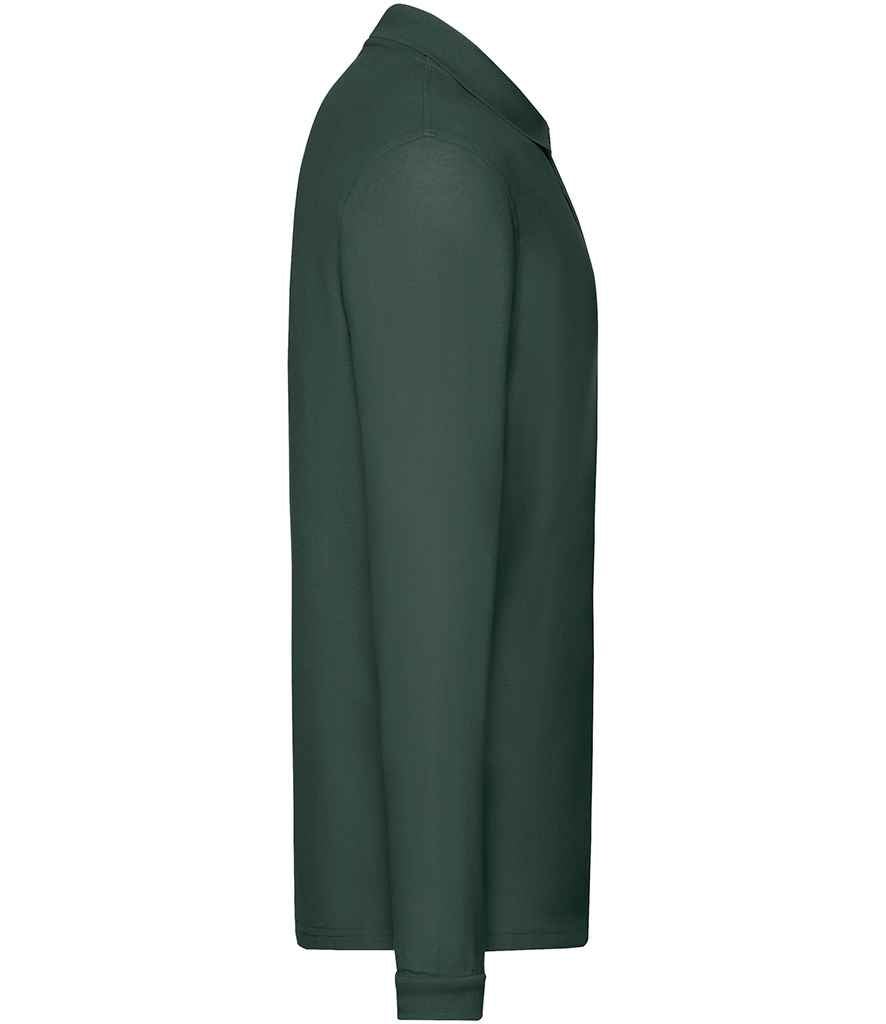 Fruit of the Loom Premium Long Sleeve Cotton Piqué Polo Shirt | Forest Green - Image 6