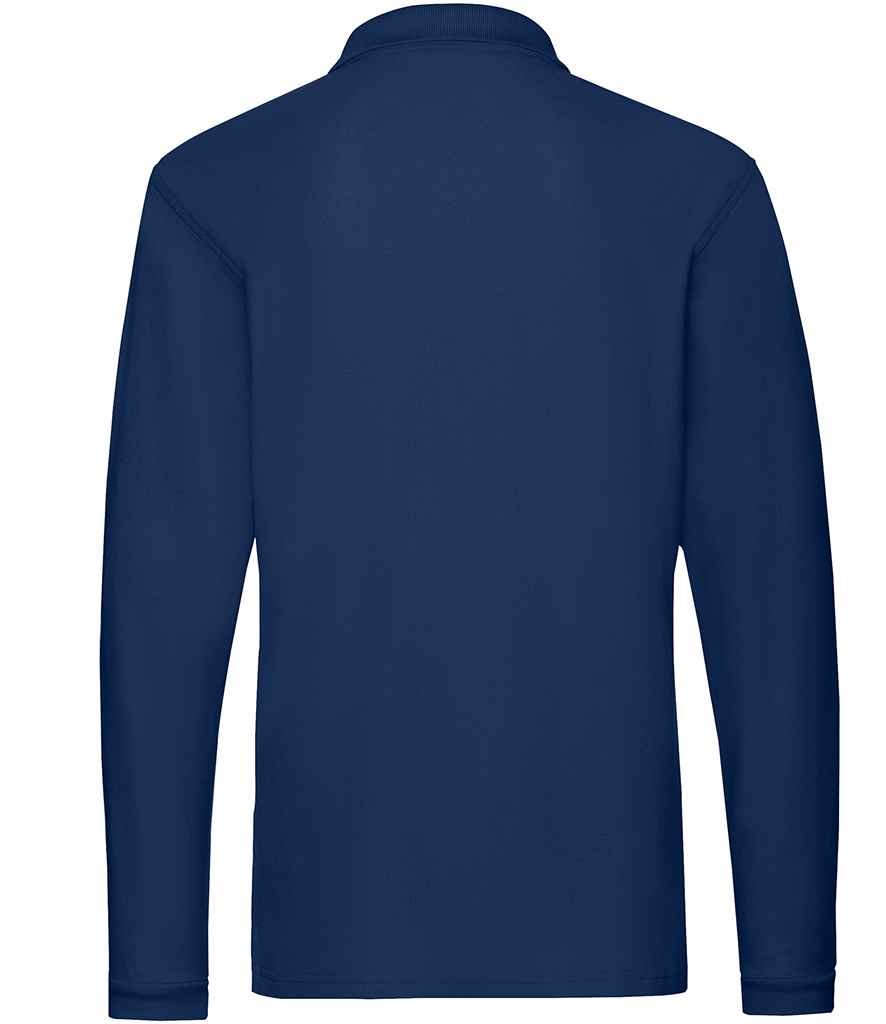 Fruit of the Loom Premium Long Sleeve Cotton Piqué Polo Shirt | Navy - Image 2