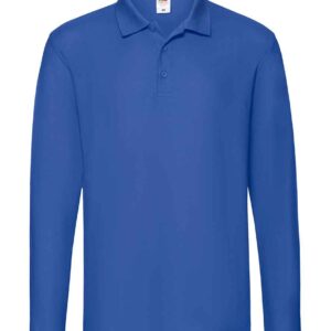 Fruit of the Loom Premium Long Sleeve Cotton Piqué Polo Shirt | Royal Blue