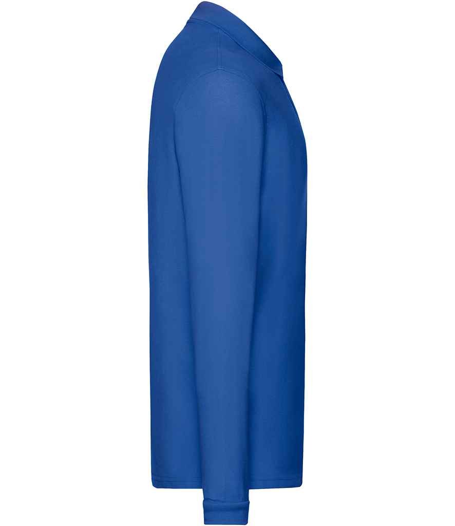 Fruit of the Loom Premium Long Sleeve Cotton Piqué Polo Shirt | Royal Blue - Image 3