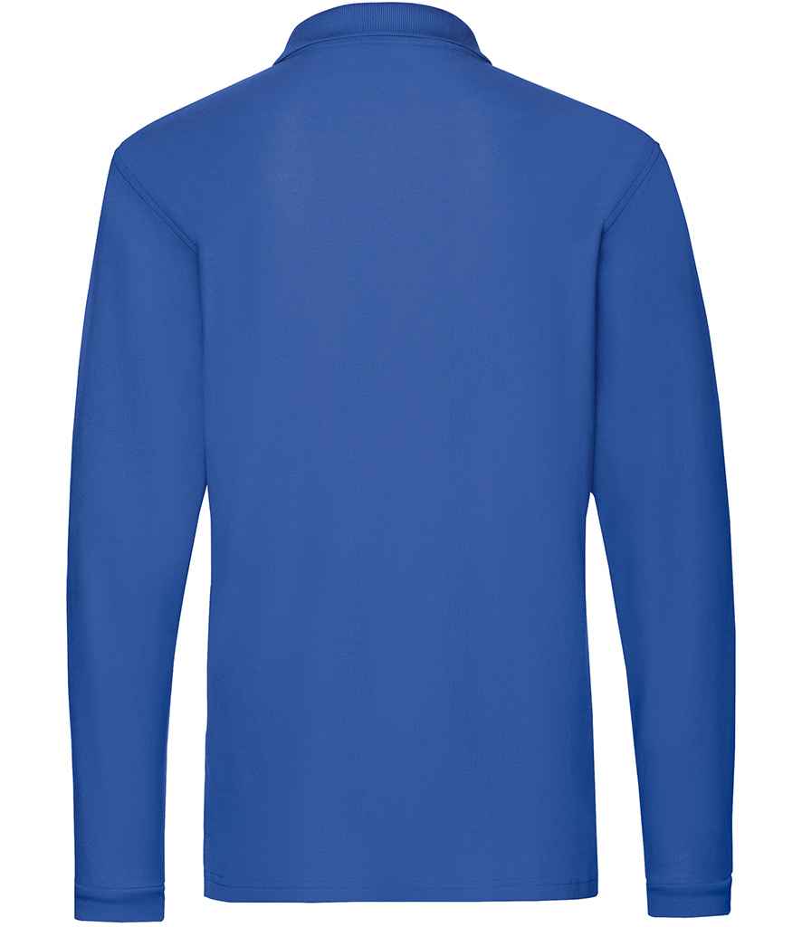 Fruit of the Loom Premium Long Sleeve Cotton Piqué Polo Shirt | Royal Blue - Image 2