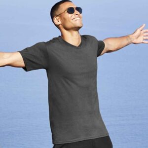 Fruit of the Loom V Neck Value T-Shirt | Dark Heather