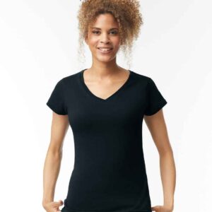 Gildan Ladies SoftStyle® V Neck T-Shirt | Black