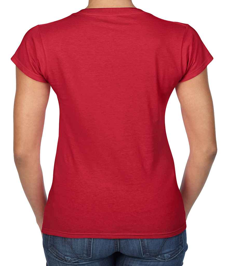 Gildan Ladies SoftStyle® V Neck T-Shirt | Red - Image 2