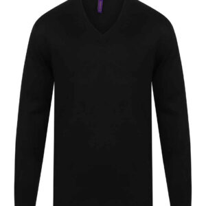 Henbury Acrylic V Neck Sweater | Black