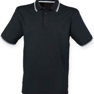 Henbury Coolplus® Tipped Polo Shirt | Black/White