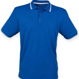 Henbury Coolplus® Tipped Polo Shirt | Royal Blue/White