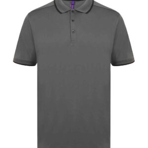Henbury HiCool® Tipped Polo Shirt | Charcoal/Black