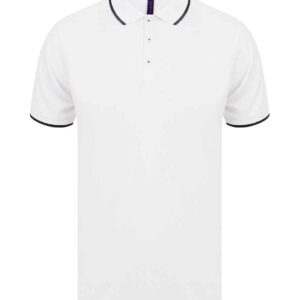 Henbury HiCool® Tipped Polo Shirt | White/Navy