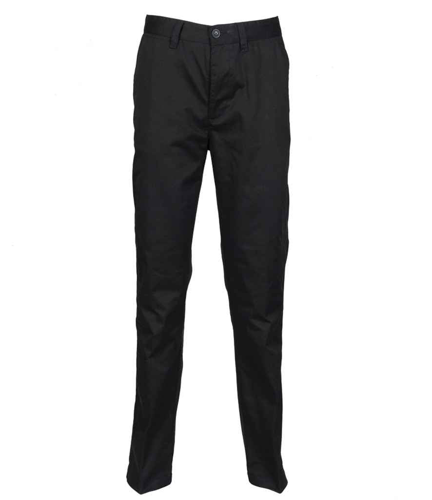 Henbury Ladies 65/35 Flat Fronted Chino Trousers | Black