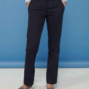 Henbury Ladies 65/35 Flat Fronted Chino Trousers | Navy