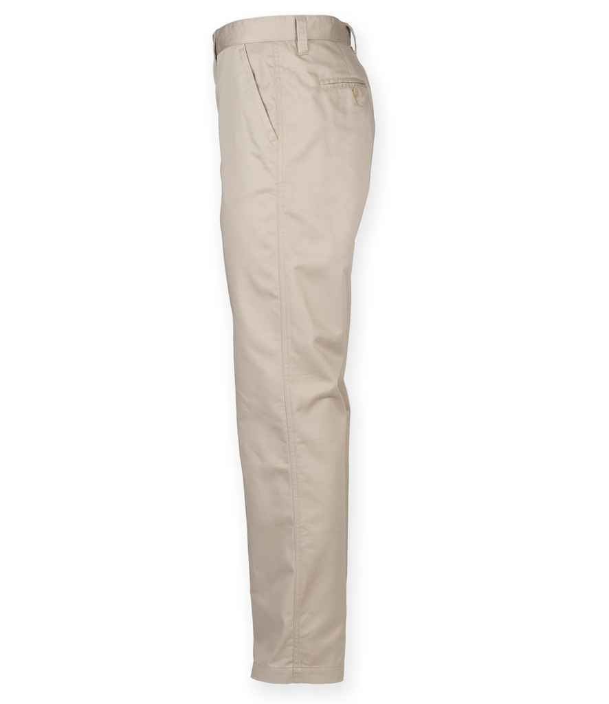 Henbury Ladies 65/35 Flat Fronted Chino Trousers | Stone - Image 3