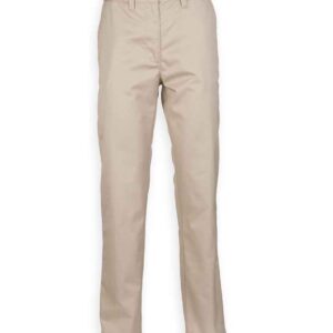 Henbury Ladies 65/35 Flat Fronted Chino Trousers | Stone