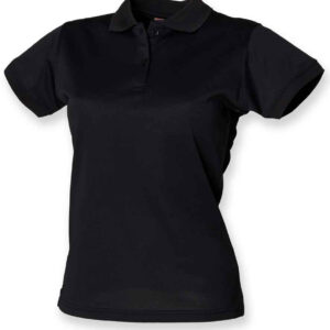 Henbury Ladies Coolplus® Wicking Piqué Polo Shirt | Black