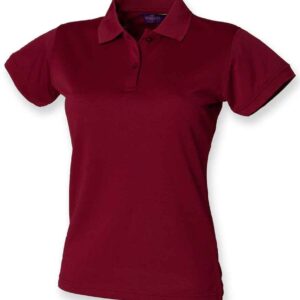 Henbury Ladies Coolplus® Wicking Piqué Polo Shirt | Burgundy