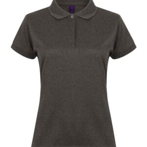 Henbury Ladies Coolplus® Wicking Piqué Polo Shirt | Heather Charcoal