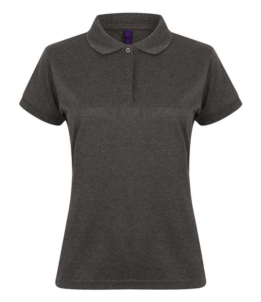 Henbury Ladies Coolplus® Wicking Piqué Polo Shirt | Heather Charcoal