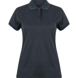 Henbury Ladies Coolplus® Wicking Piqué Polo Shirt | Heather Navy