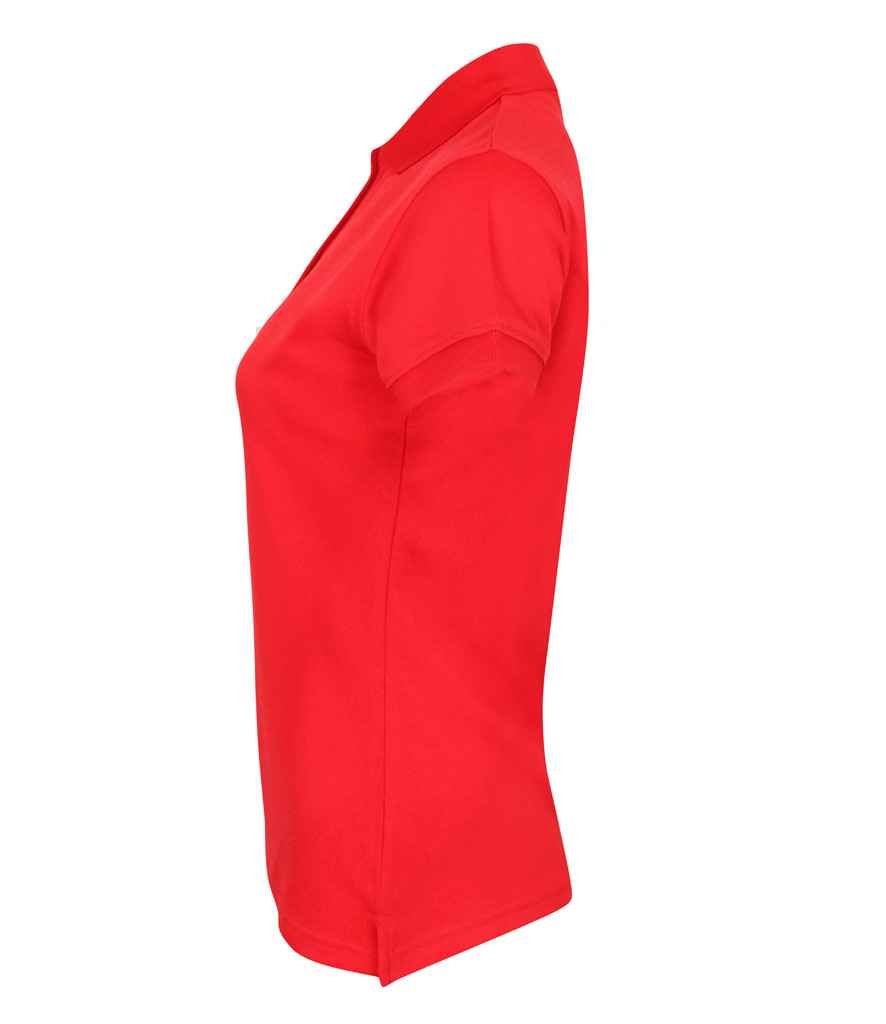 Henbury Ladies Coolplus® Wicking Piqué Polo Shirt | Red - Image 3