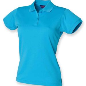 Henbury Ladies Coolplus® Wicking Piqué Polo Shirt | Turquoise Blue