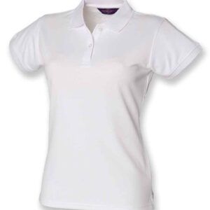 Henbury Ladies Coolplus® Wicking Piqué Polo Shirt | White