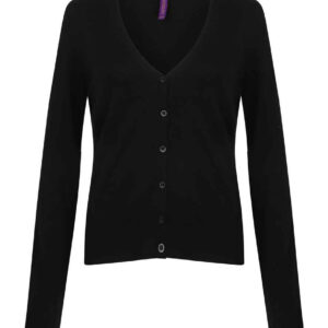 Henbury Ladies Lightweight V Neck Cardigan | Black