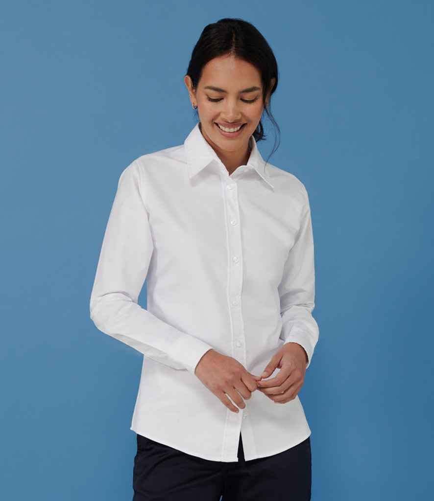 Henbury Ladies Long Sleeve Classic Oxford Shirt | White