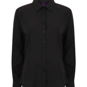Henbury Ladies Long Sleeve Wicking Shirt | Black