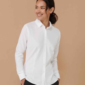 Henbury Ladies Long Sleeve Wicking Shirt | White